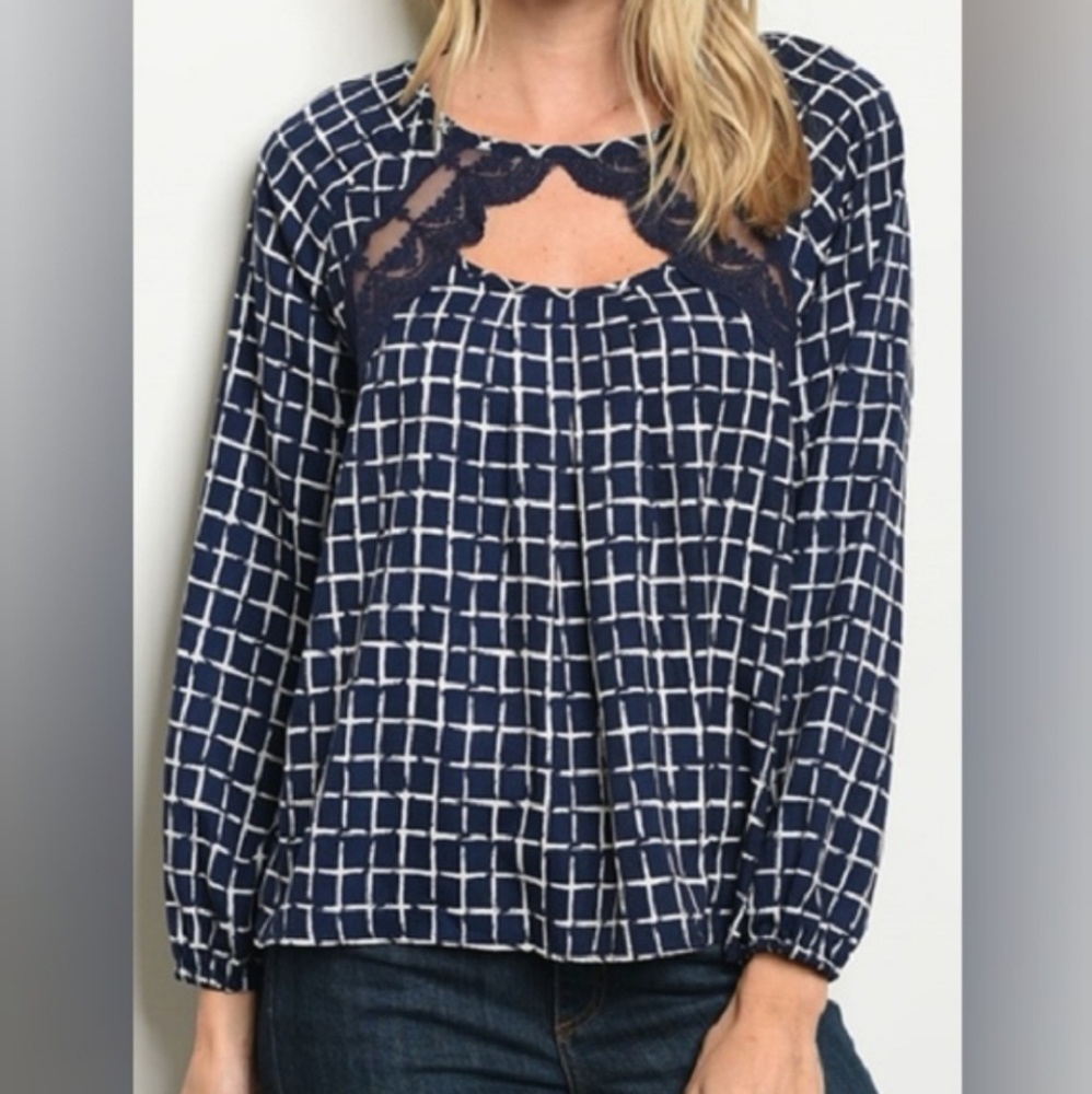 Lace Trimmed Scoop Neck Blouse